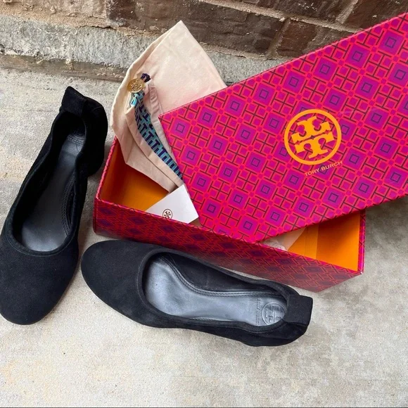 Tory Burch Heels Column Block Therese 65mm Black Suede Round Toe Womens 9 - Picture 14 of 14